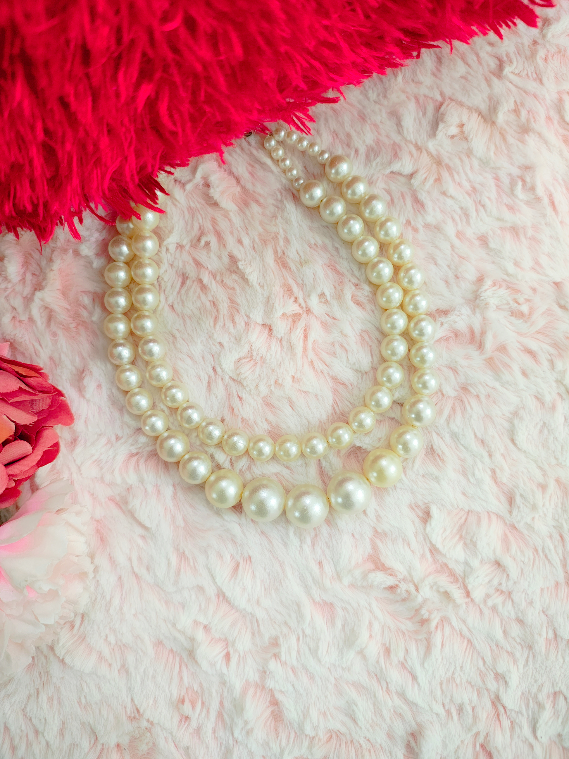 Layered pearl necklace for beachwear and vacation outfit, lightweight Indian festive jewelry – Flamingo Jewellery Store