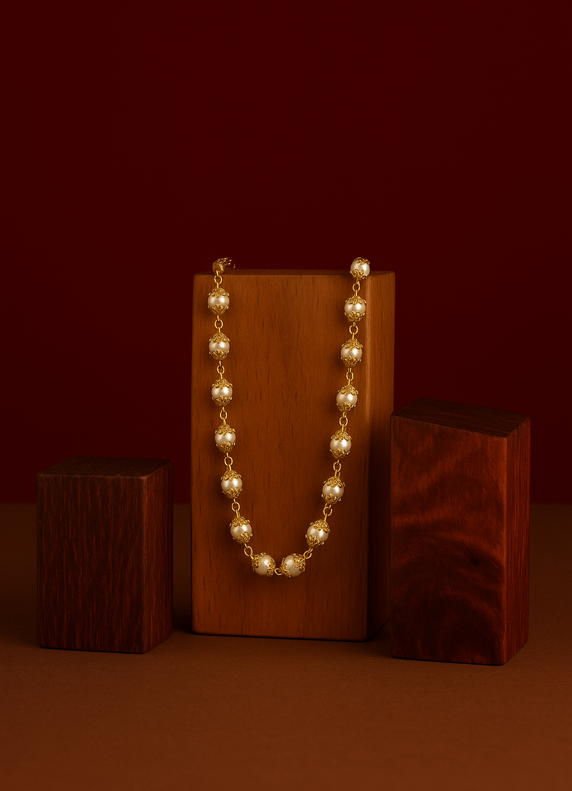 mango-toned necklace
sunset pearl necklace
bold festive accessories
resort jewellery india