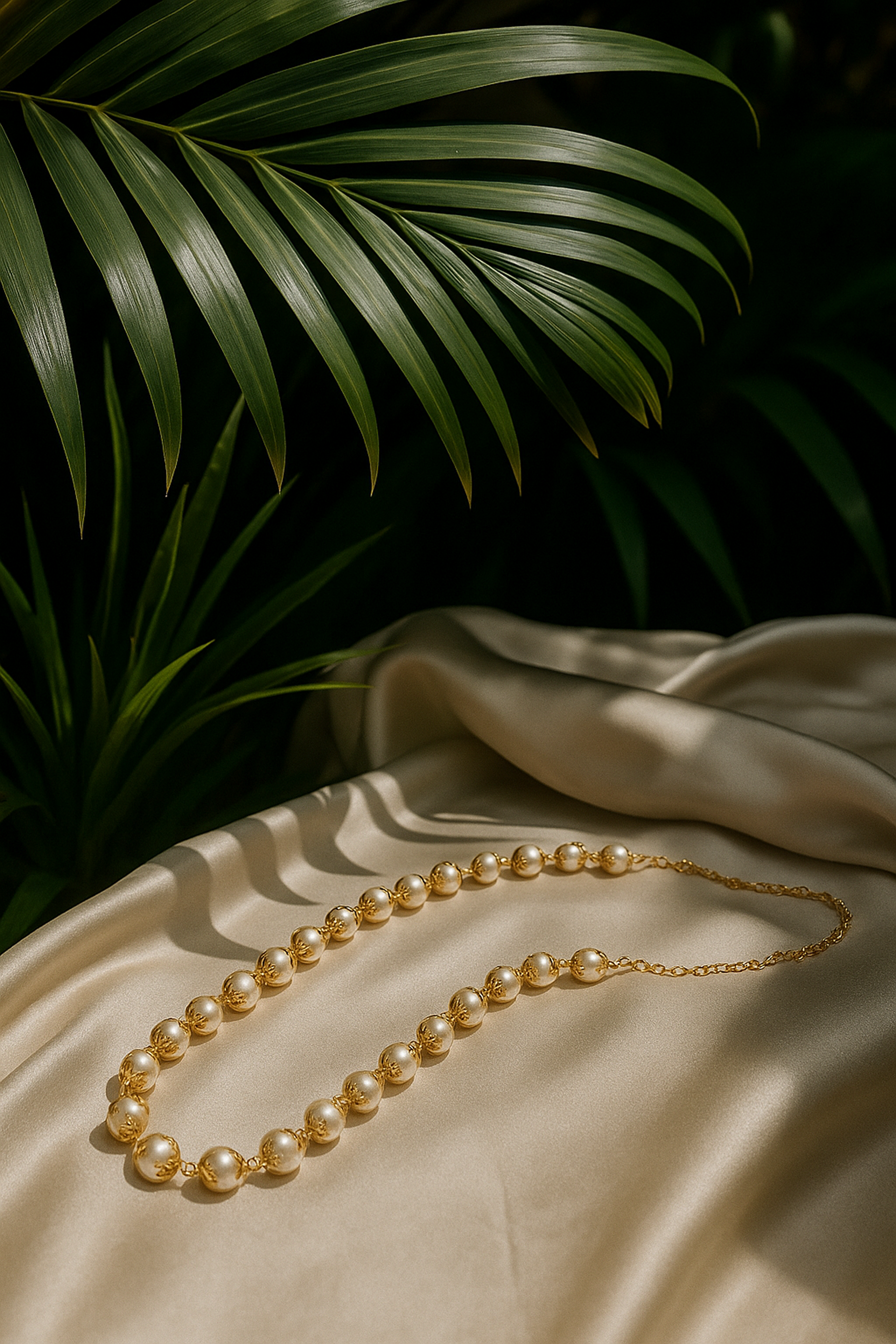 mango-toned necklace
sunset pearl necklace
bold festive accessories
resort jewellery india