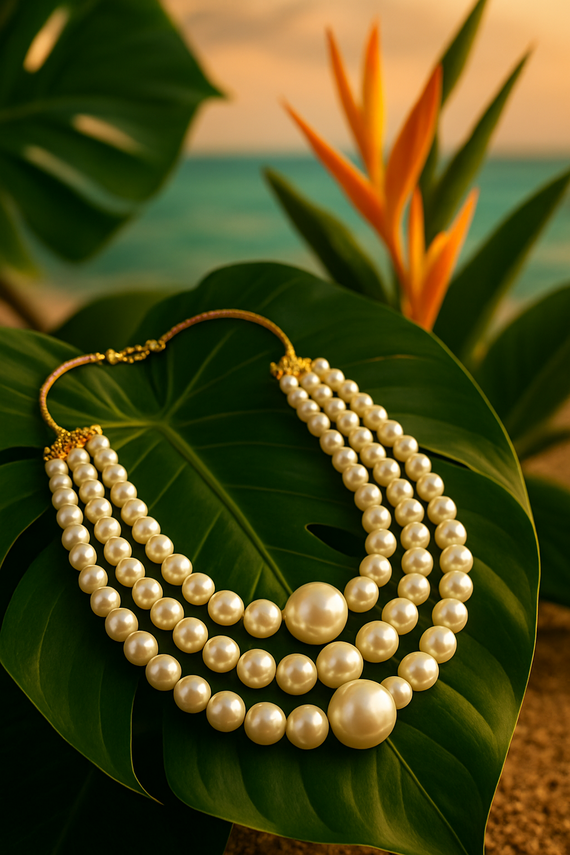 glowing pearl necklace
tropical celebration jewellery
indian wedding guest necklace
bold pearl choker